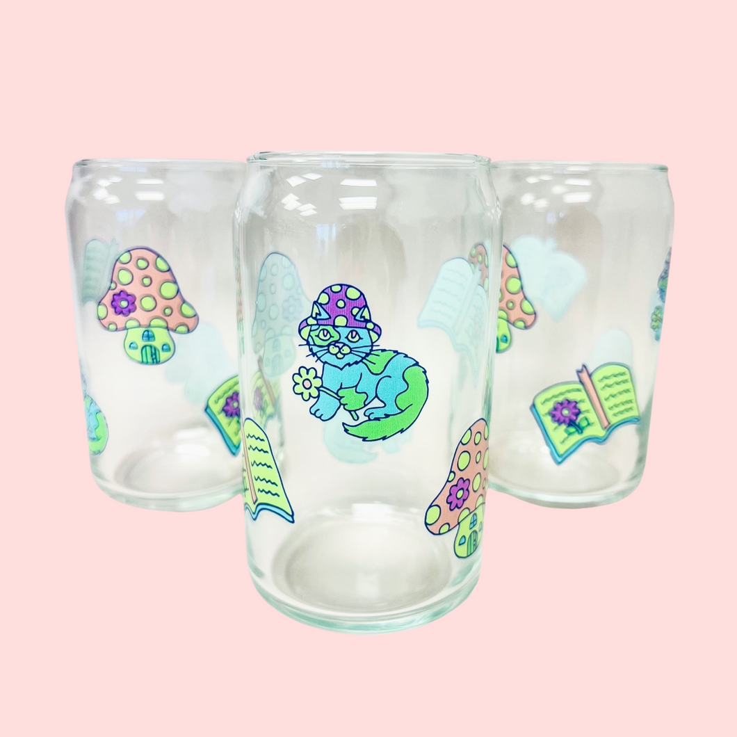 Spring Cottagecore Cats Glass Cups