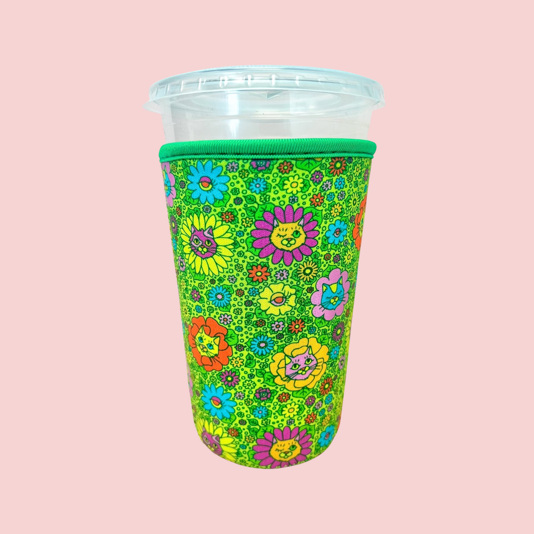 Spring Floral Kitty Coffee Sleeve