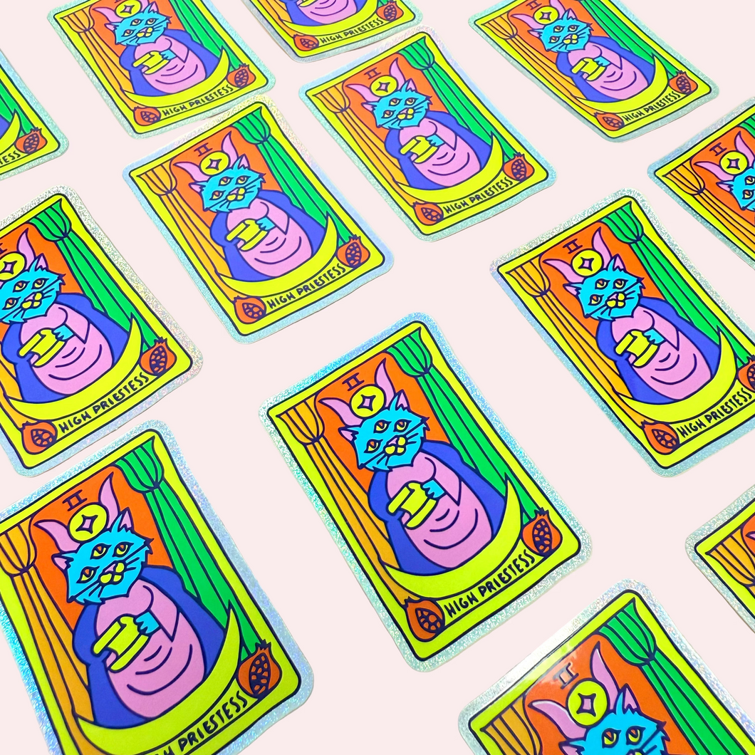 High Priestess Kitty Glitter Sticker