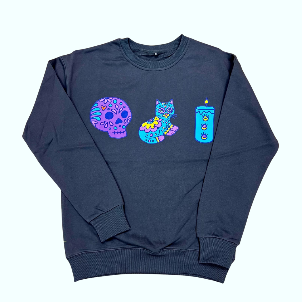 Dia De Los Muertos Kitty Crewneck