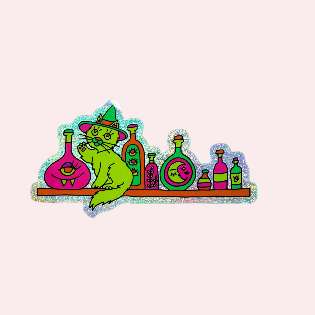 Apothecary Kitty Glitter Sticker