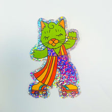 Load image into Gallery viewer, Disco Cat Glitter Sticker
