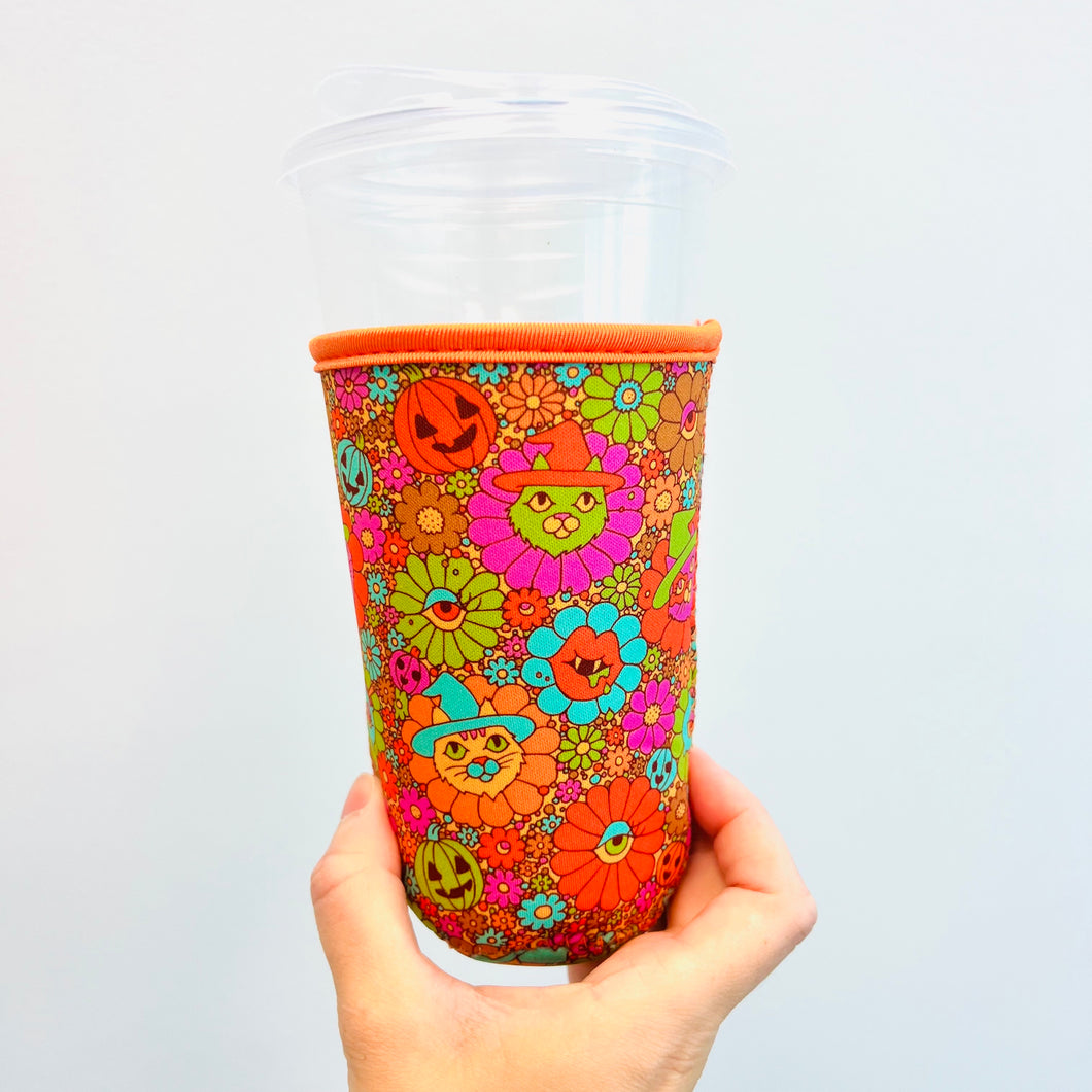 Floral Witch Kitty Coffee Sleeve