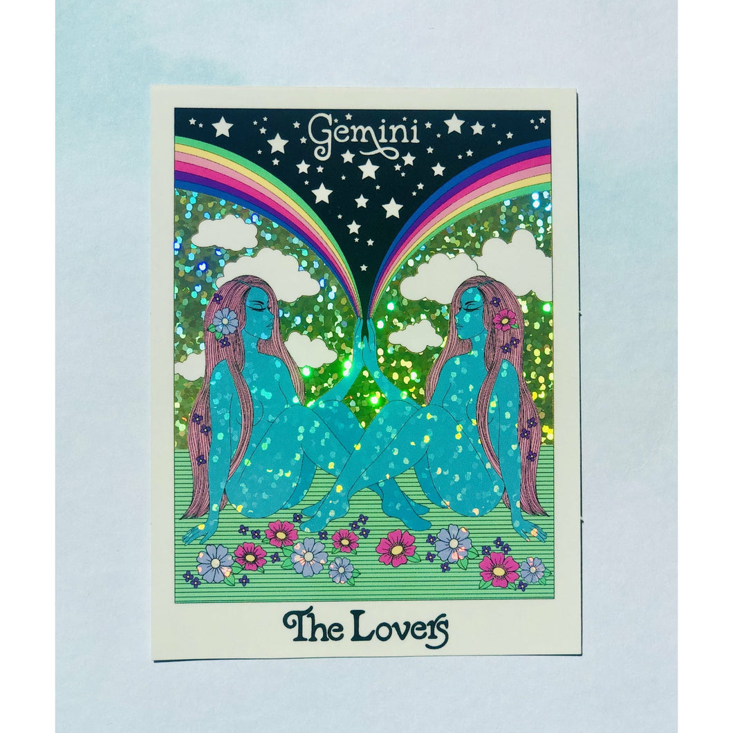 The Lovers x Gemini Tarot Glitter Sticker